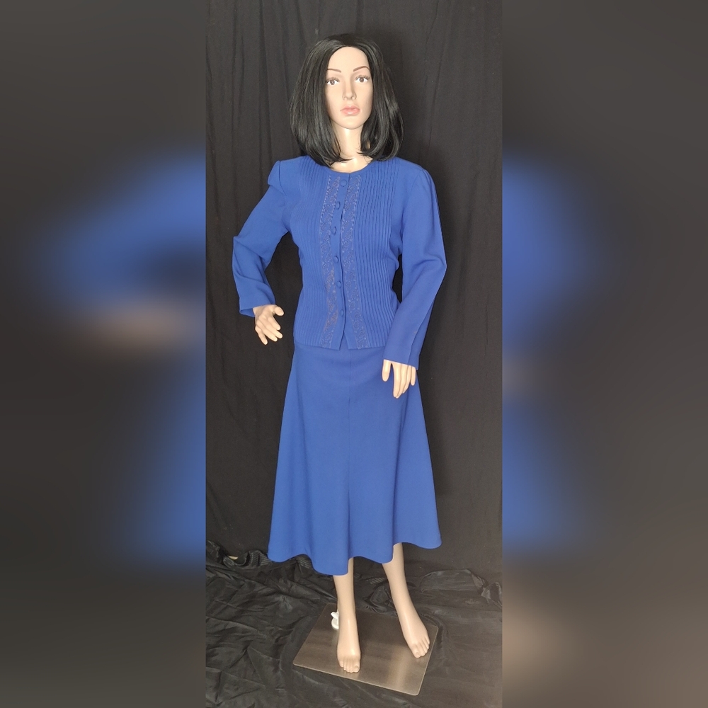 CYNTHIA HOWIE/ WOMENS 2 PIECE SKIRT SUIT / ROYAL BLUE/ SIZE 6